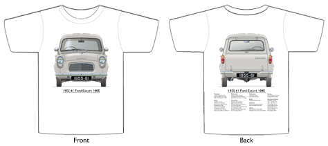 Ford Escort 100E 1955-61 T-shirt Front & Back